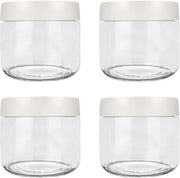 Contenitore di Stoccaggio con Coperchio a Viti - Bicchiere di Vetro - Impronta di Pressione Zero - Stivabile - 300ml - Sicuro per Alimenti - Acciaio Inossidabile