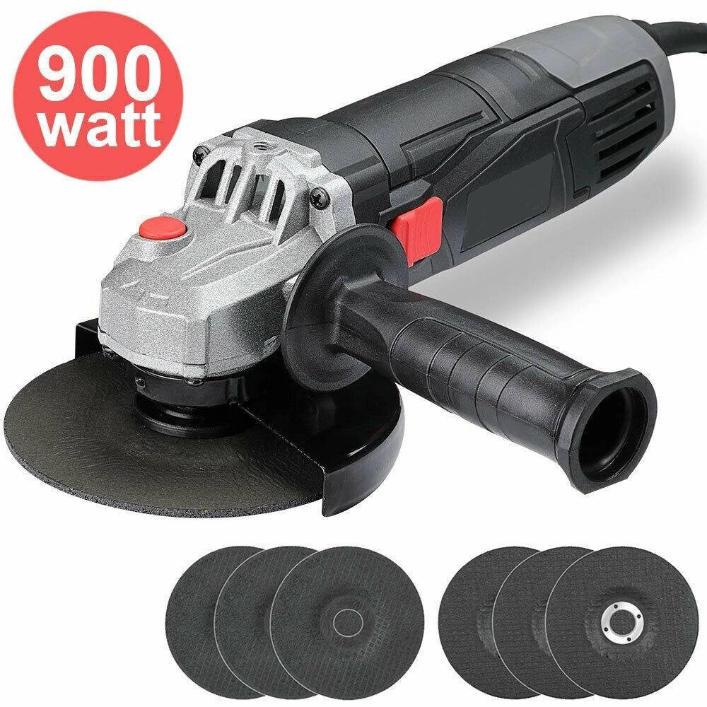 Trade Shop - Smerigliatrice Angolare 900w Flex Frullino 125mm 6 Dischi E Manico Regolabile -
