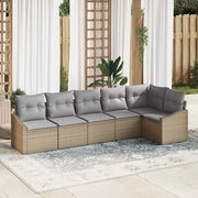 Set Divano da Giardino 6 pcs Beige e Grigio Chiaro polyrattan 3355409