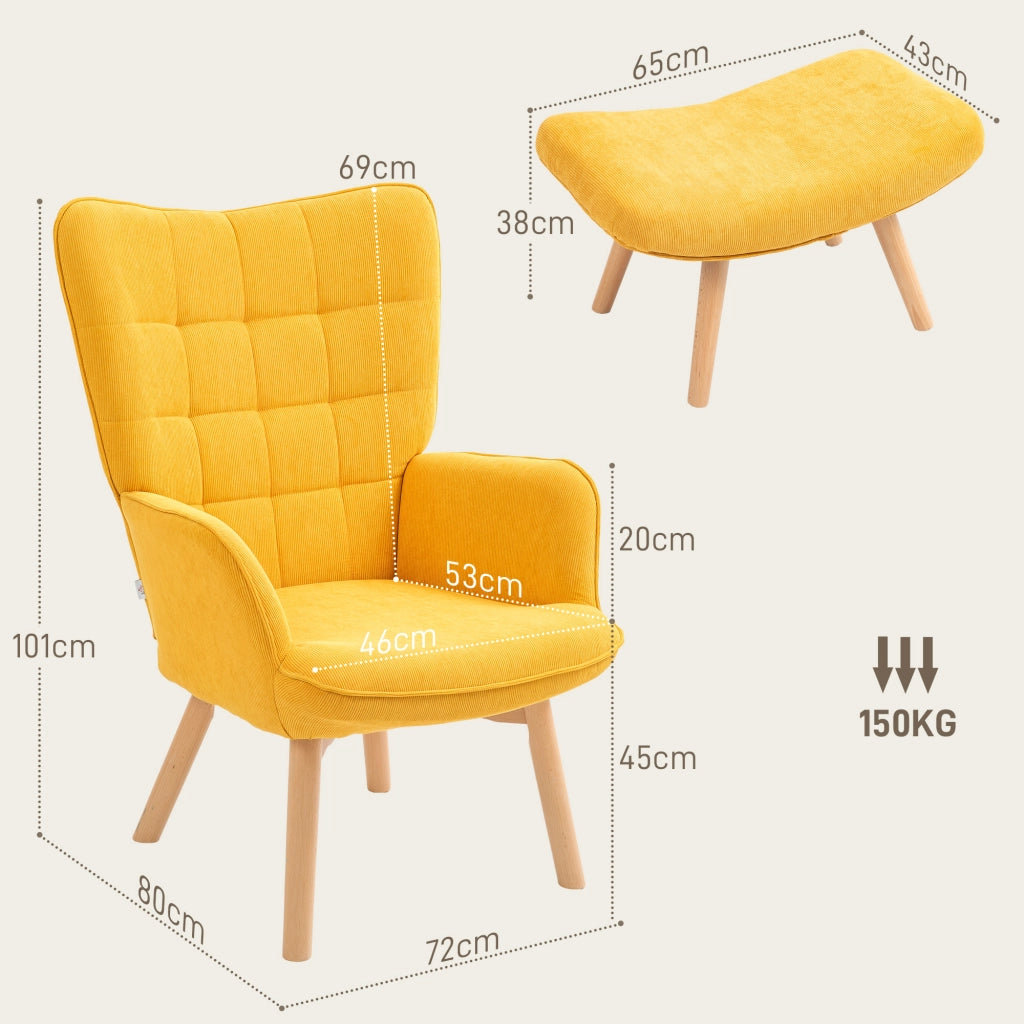 POLTRONA con pouf 72x80x101 cm in poliestere arancione