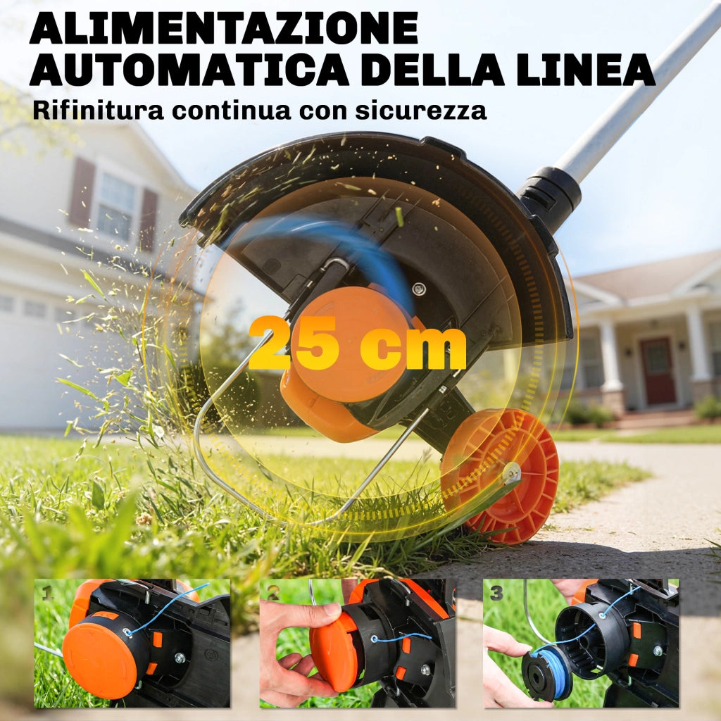 Decespugliatore a Batteria con 2 Batterie 4,0Ah Caricabatterie e Asta Regolabile