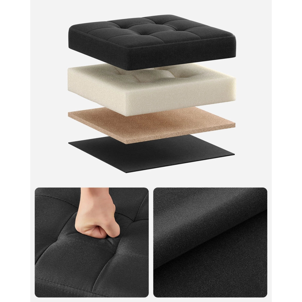 Pouf contenitore pieghevole in tessuto nero 30x30 cm