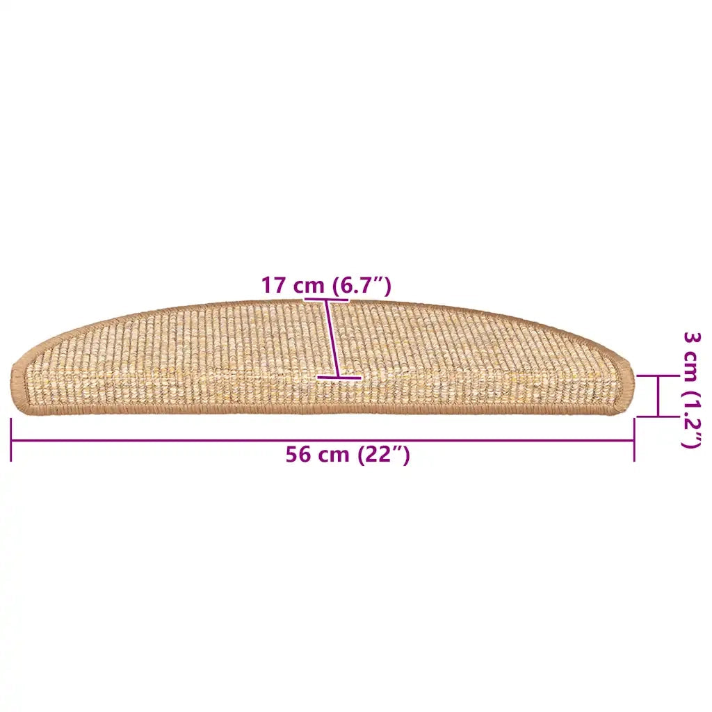 Tappetini per scale 15 pz 56x17x3 cm Marrone chiaro Semicircolari 326898