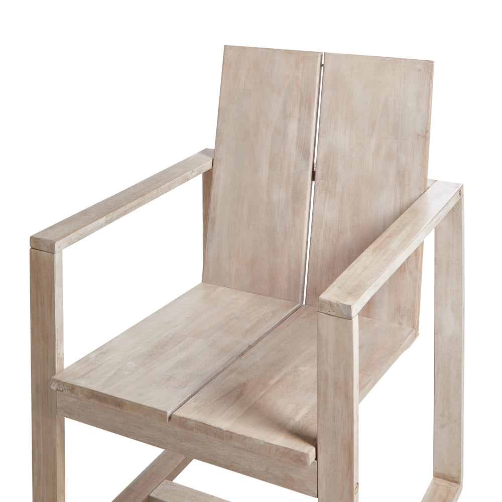Set di 6 sedie da giardino in legno di acacia chiaro con braccioli stile rustico mediterraneo