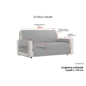 Copridivano con Copri Braccioli Seduta 60 cm in Poliestere Panna
