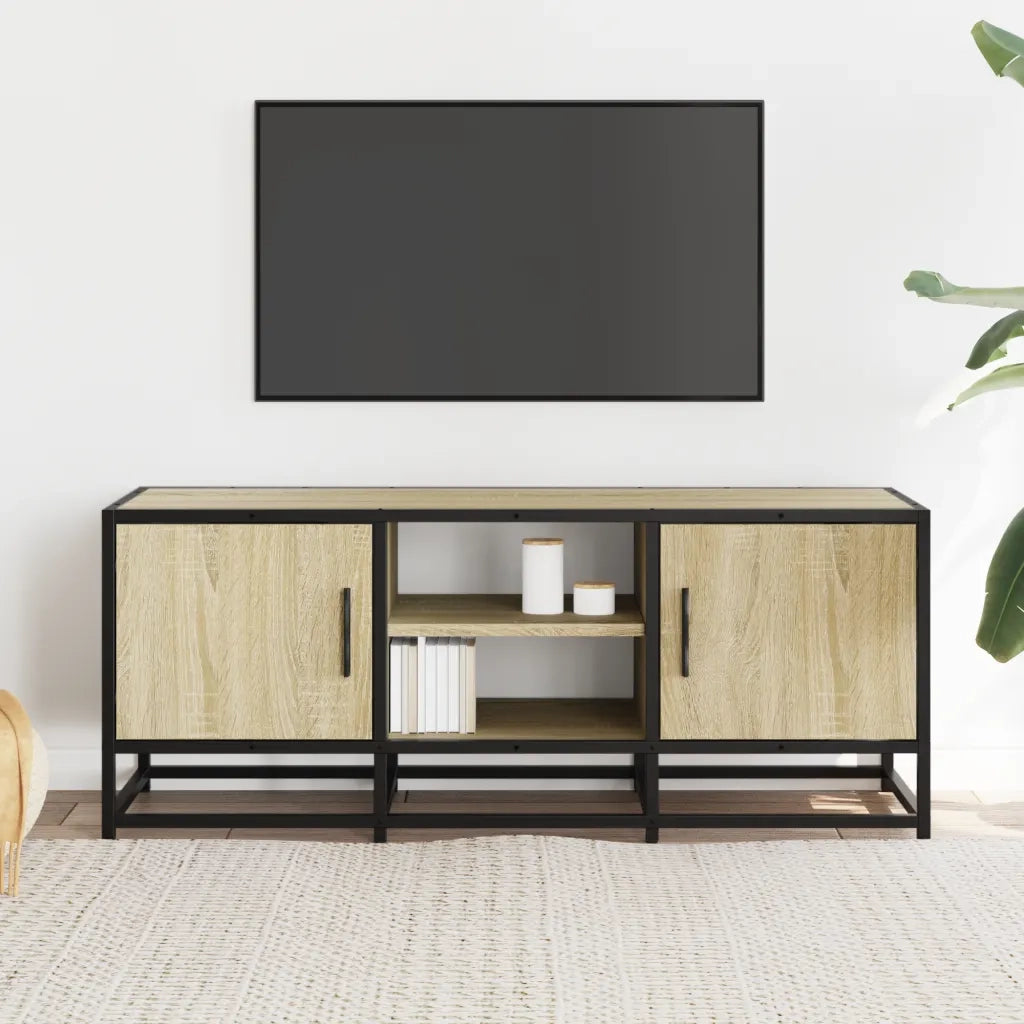 Mobile TV Rovere Sonoma 100x35x41 cm Legno Multistrato Metallo
