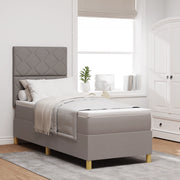 Letto con Rete e Materasso Tortora 80x200 cm Tessuto