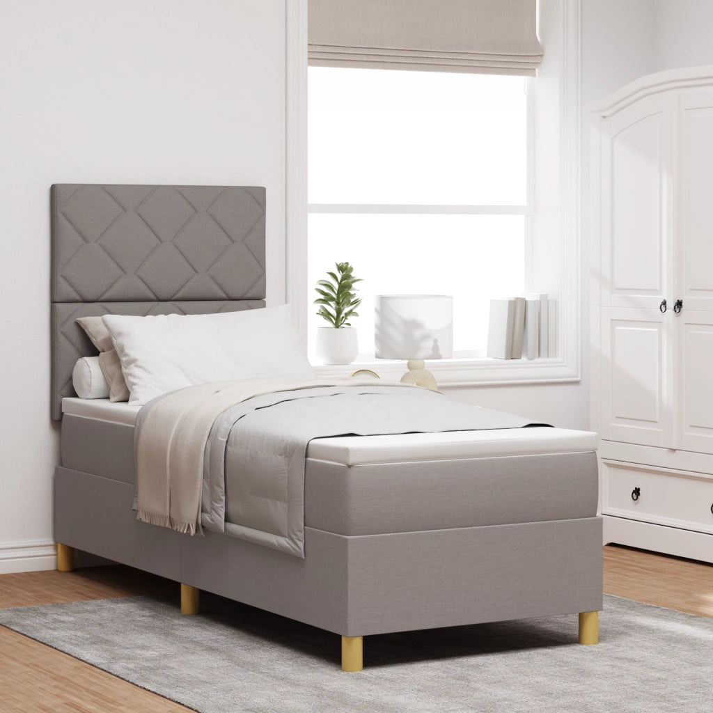 Letto con Rete e Materasso Tortora 80x200 cm Tessuto