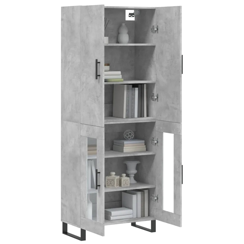 Credenza | Madia | Buffet da pranzo | Armadio da pranzo Grigio Cemento 69,5x34x180 cm in Legno Multistrato