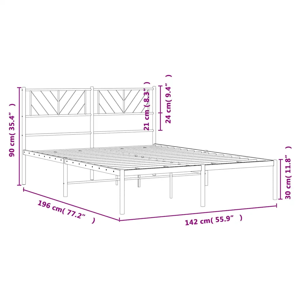Giroletto con Testiera in Metallo Nero 135x190 cm 372178