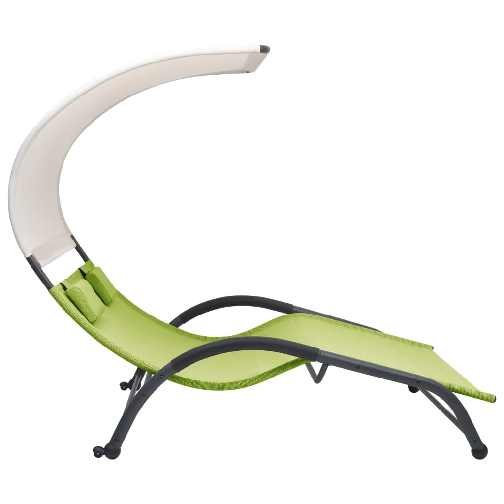 Lettino prendisole sedia a sdraio lettino prendisole letto da giardino mobili da giardino mobili da esterno doppi con baldacchino in textilene verde 02_0012726