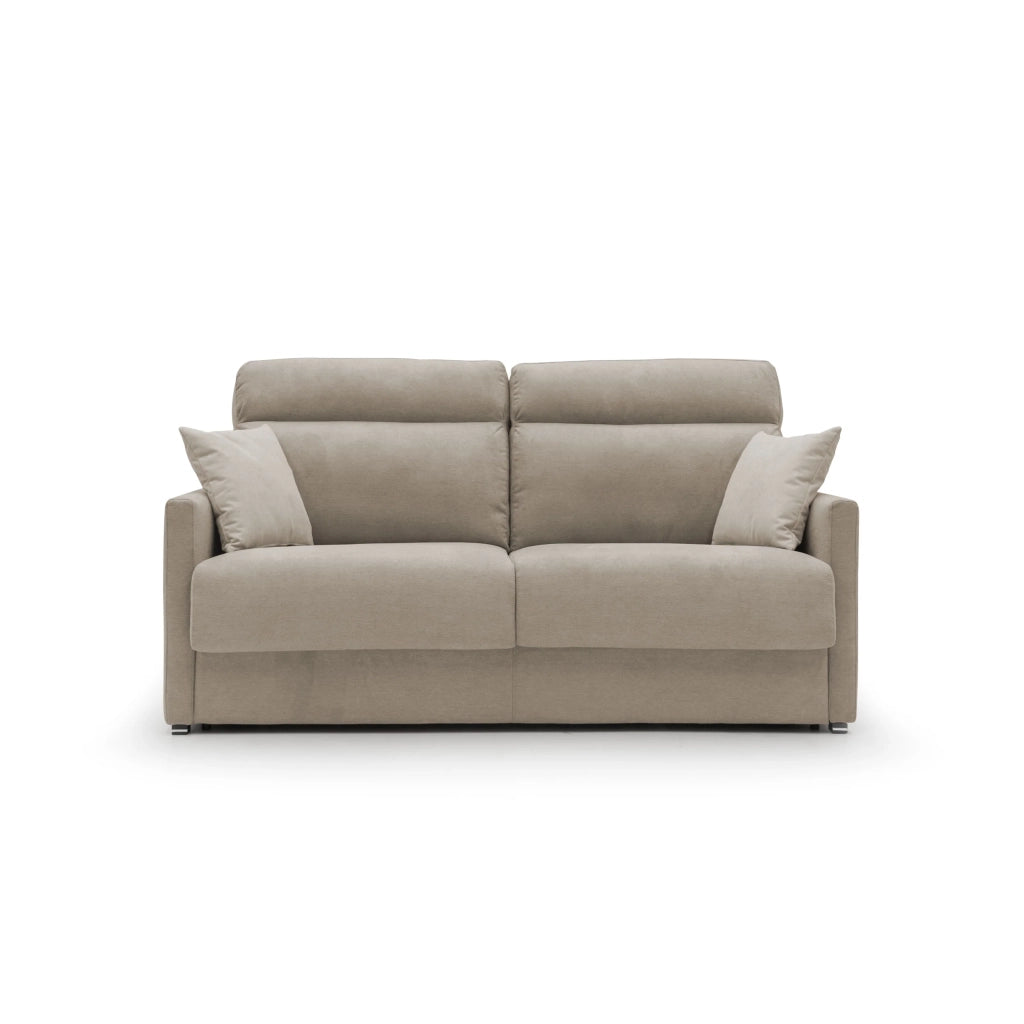 Margot Divano letto matrimoniale con schienale morbido alto in tessuto T02 176 cm (mat. 140x197) beige