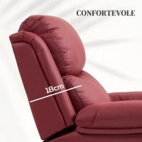 Poltrona Alzapersona Reclinabile con Poggiapiedi e Telecomando, in Pelle PU, 76x90x105 cm, Rosso
