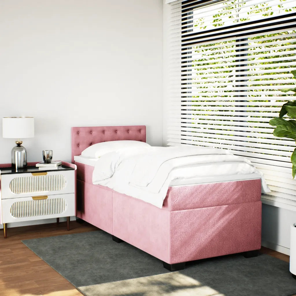 vidaXL Giroletto a Molle con Materasso Rosa 100x200 cm in Velluto