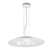 Sospensione a led Luna tonda in metallo bianco 72,5x60cm, 10 luci GX53 max 10x8W, biemissione, IP20, lampadine escluse