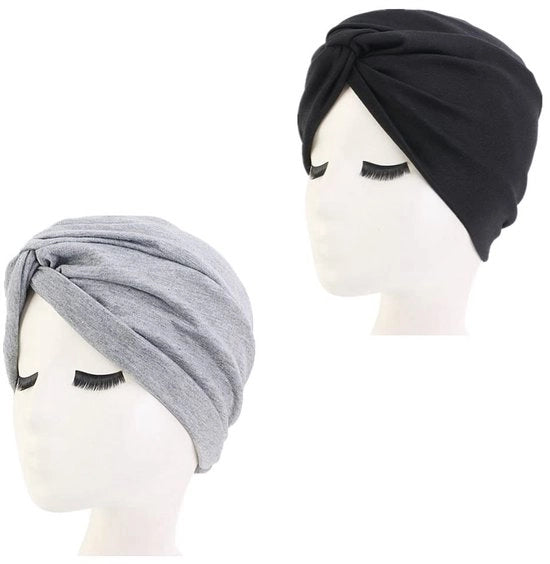 2 pezzi di turbante - morbido/cotonato - fissato/tegolato - duraturo disponibile in diverse colori - ideale per la perdita capillare - sciarpa per la testa