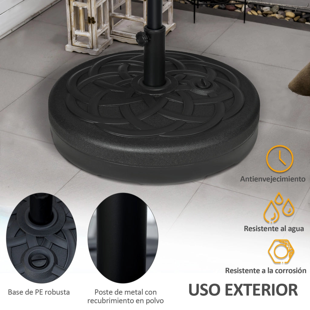 Base per Ombrellone da Giardino ¨C zephmum ¨C Nero 35 kg Sabbia 25L Acqua ?56x30,5 cm