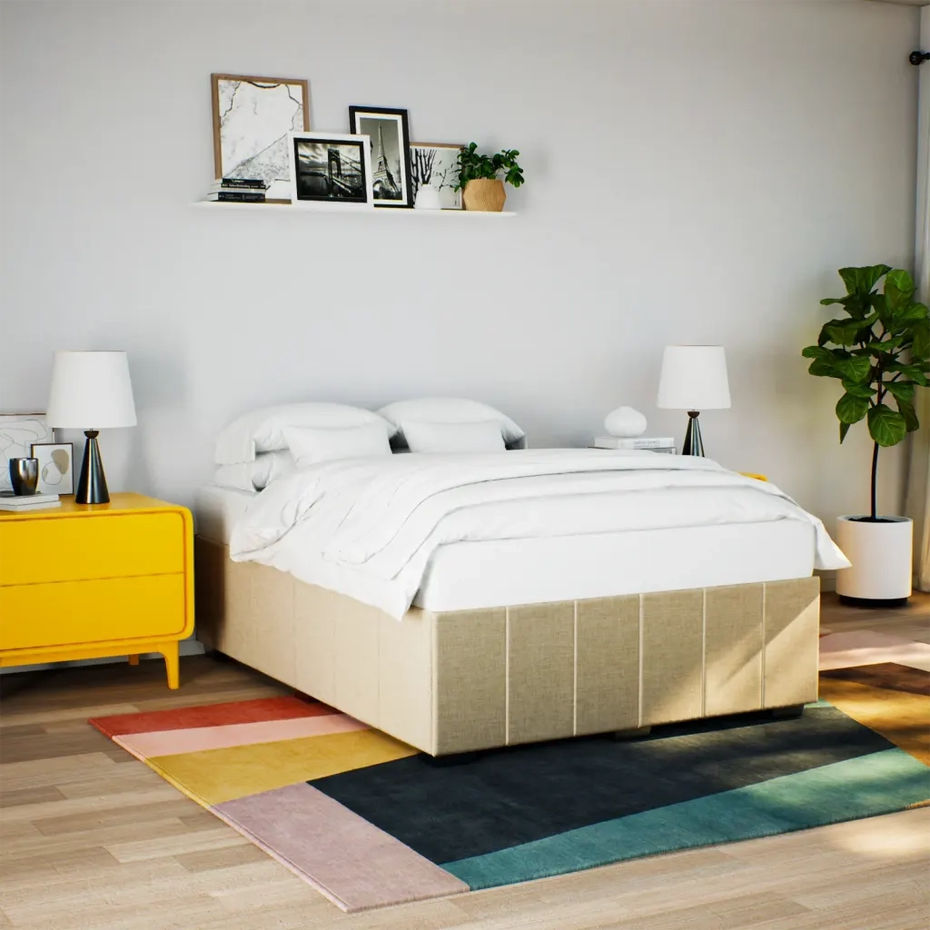 vidaXL Giroletto senza Materasso Crema 140x190 cm in Tessuto