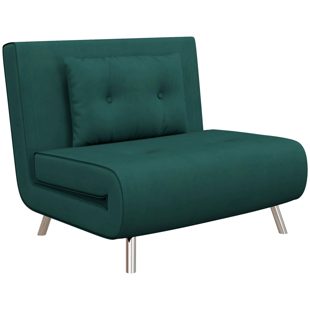 Poltrona Letto Singolo 3 in 1 ¨C zephmum ¨C Verde Scuro, Velluto, 100x88x83cm