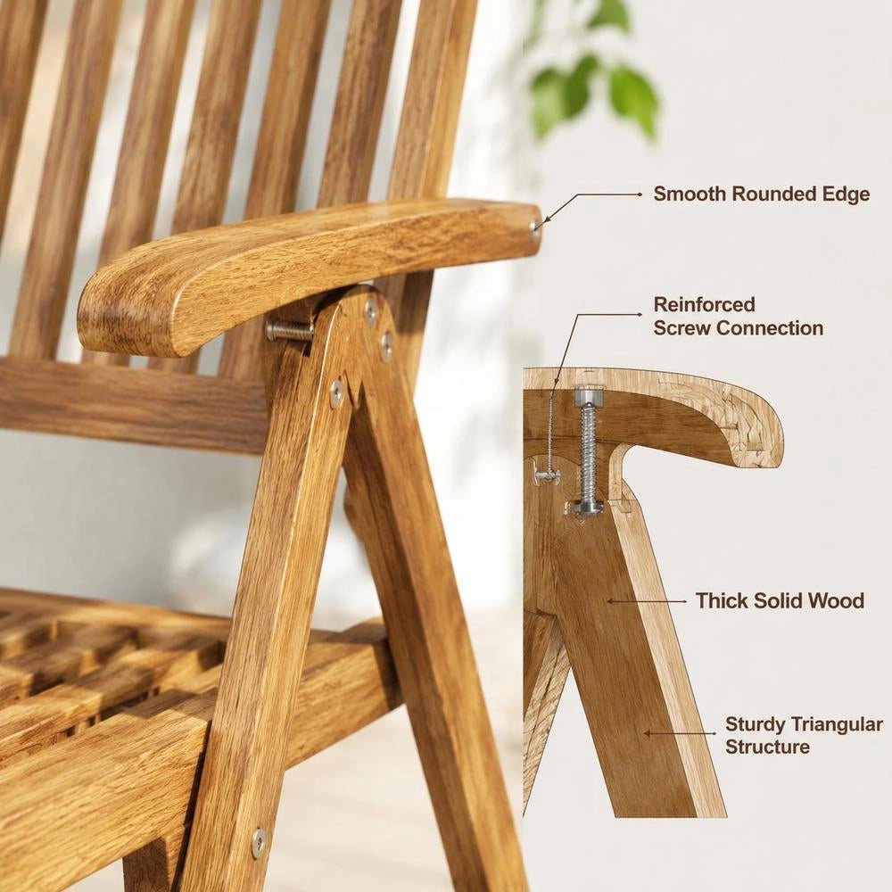 Garden Chairs, 2 Pieces, Foldable, Solid Acacia Wood, Brown