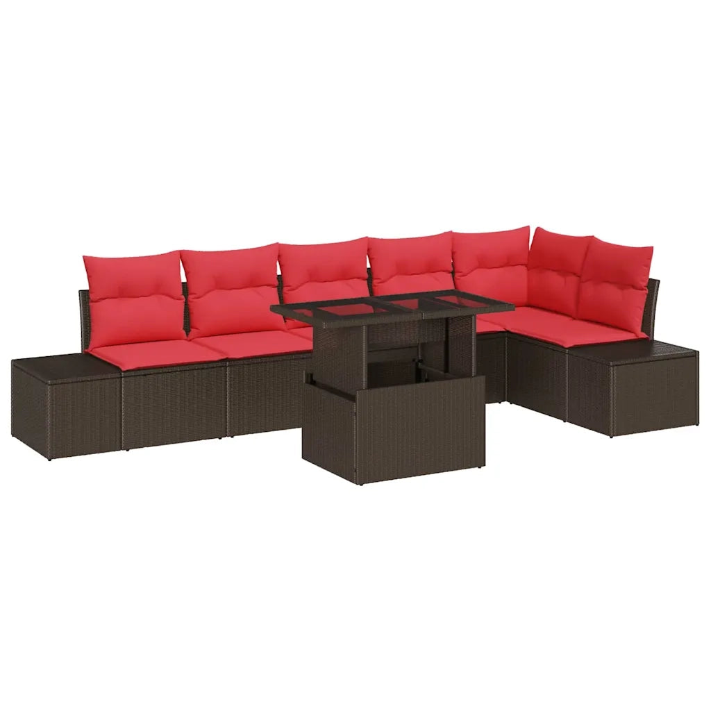 Set Divano da Giardino 7 pz Marrone polyrattan 3357937