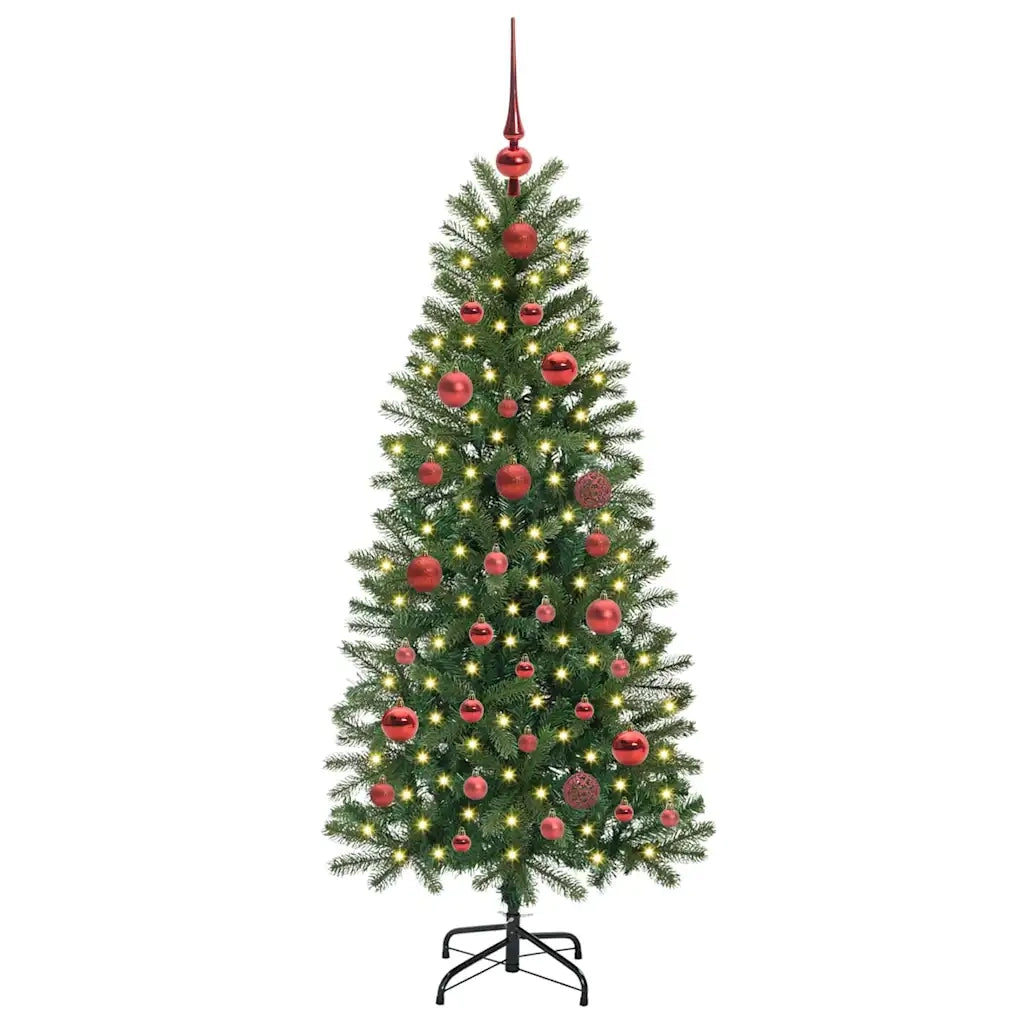 Albero di Natale | Decorazioni natalizie artificiale con 150 LED Verde 150 cm PE e PVC