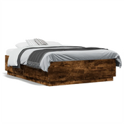 Letto matrimoniale | Letto per adulti | Giroletto Rovere Fumo 135x190 cm in Legno Multistrato
