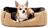 Cuscino per cani morbido, con cuscino invertibile e fondo antiscivolo 50x37 cm beige/marrone