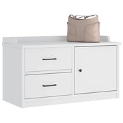 Panca da Corridoio-Sgabello-Panca con Contenitore SANDNES Bianca 87x40x50 cm in Legno di Pino 930088