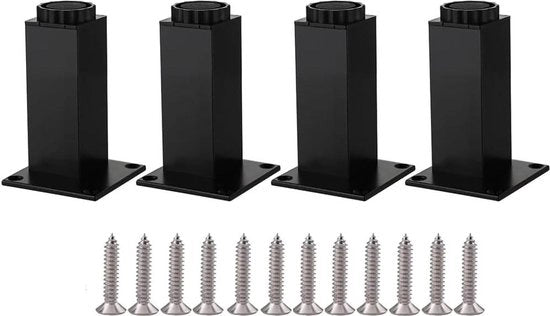 Supporti per mobili in lega di alluminio leggera 10 cm, regolabili in altezza - 4 pezzi, supporti per tavolo sostituzione per sedute metalliche - nero