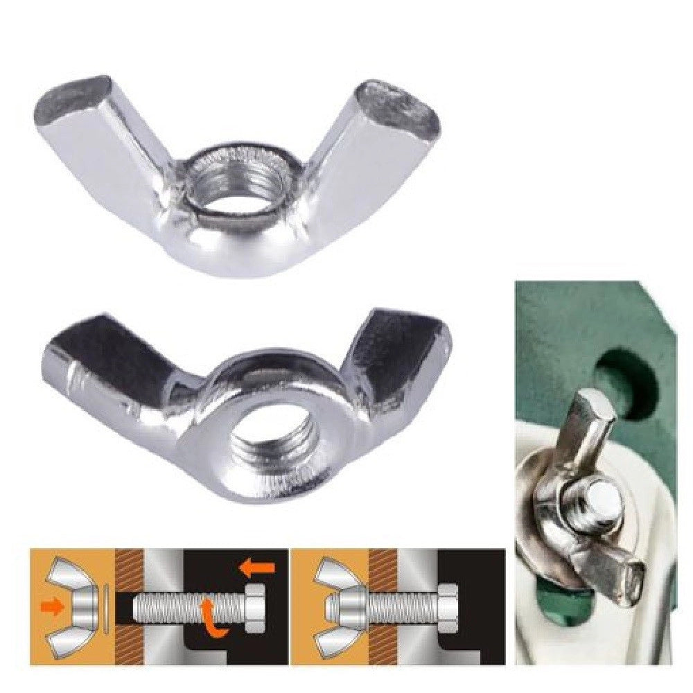 Trade Shop - Set 5 Pezzi Dadi Di Serraggio Dado Con Alette Filettatura M10 Fissaggio 93330 -