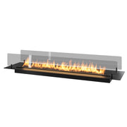 Camino a Bioetanolo da Incasso o appoggio Insert Black 1200 - Biocamino nero sottile con due vetri, Serbatoio 3l - 120cm