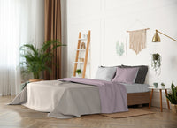 Set Lenzuola Singolo Sopra Sotto e Federe Doubleface Rosa Antico/Grigio Chiaro