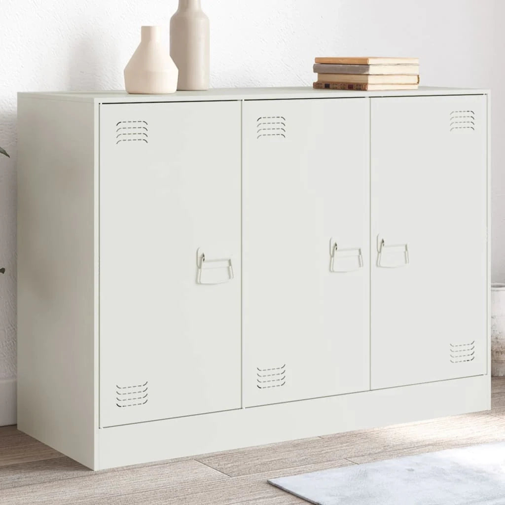 Buffet credenza cassettiera armadio mobile contenitore organizer per cucina soggiorno salotto 99 x 39 x 73 cm acciaio bianco 02_0030544