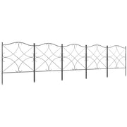 Recinzione Giardino 5 Pezzi ¨C Zephmum ¨C Nero Metallo 305x62 cm