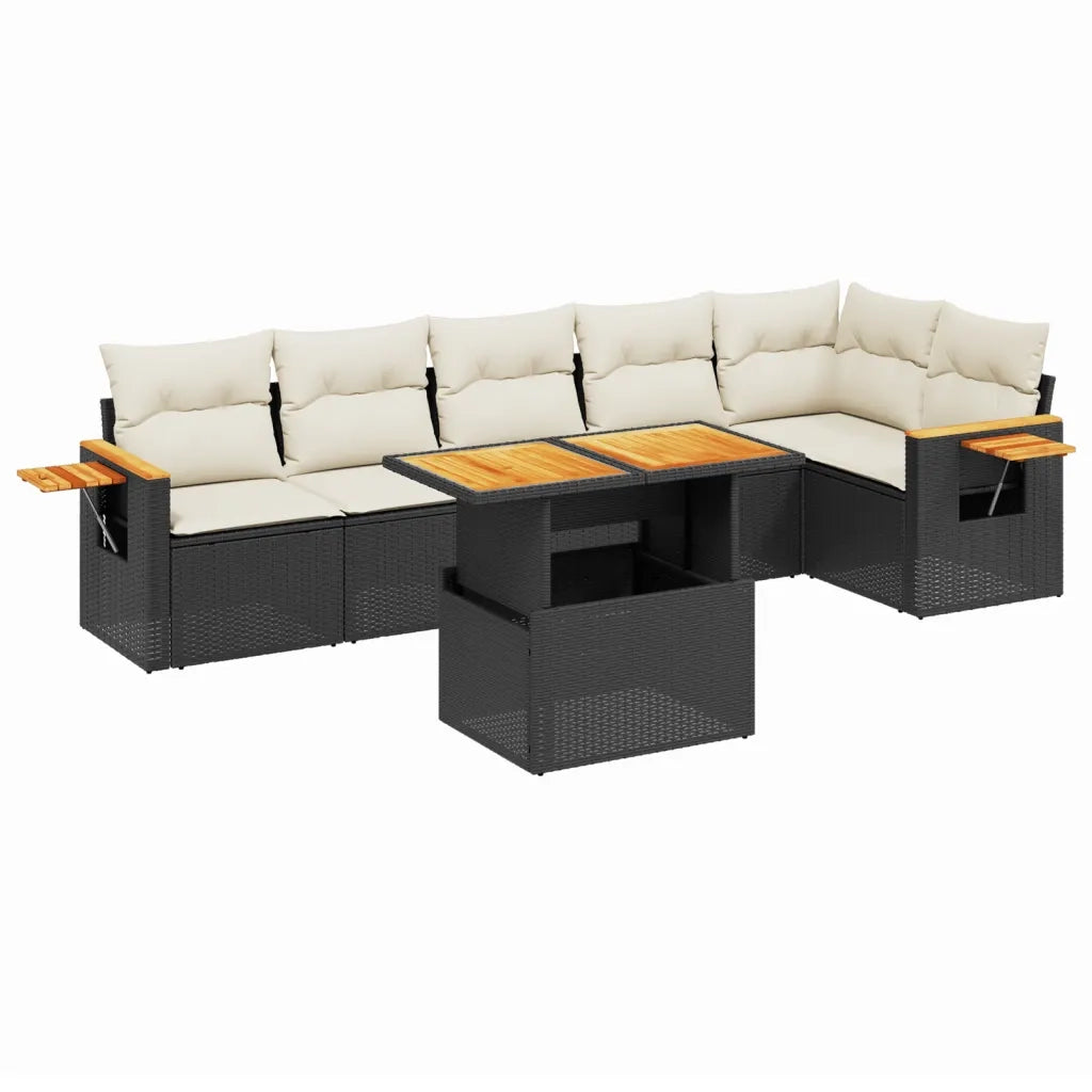 Set Divani da Giardino con Cuscini 7pz Nero Polyrattan 3273527