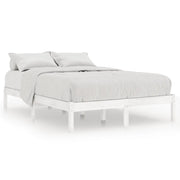 Letto matrimoniale | Letto per adulti | Giroletto Bianco in Legno Massello di Pino 140x190 cm