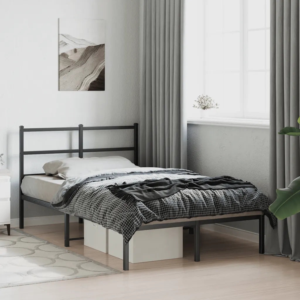 Giroletto con Testiera in Metallo Nero 120x190 cm 355362