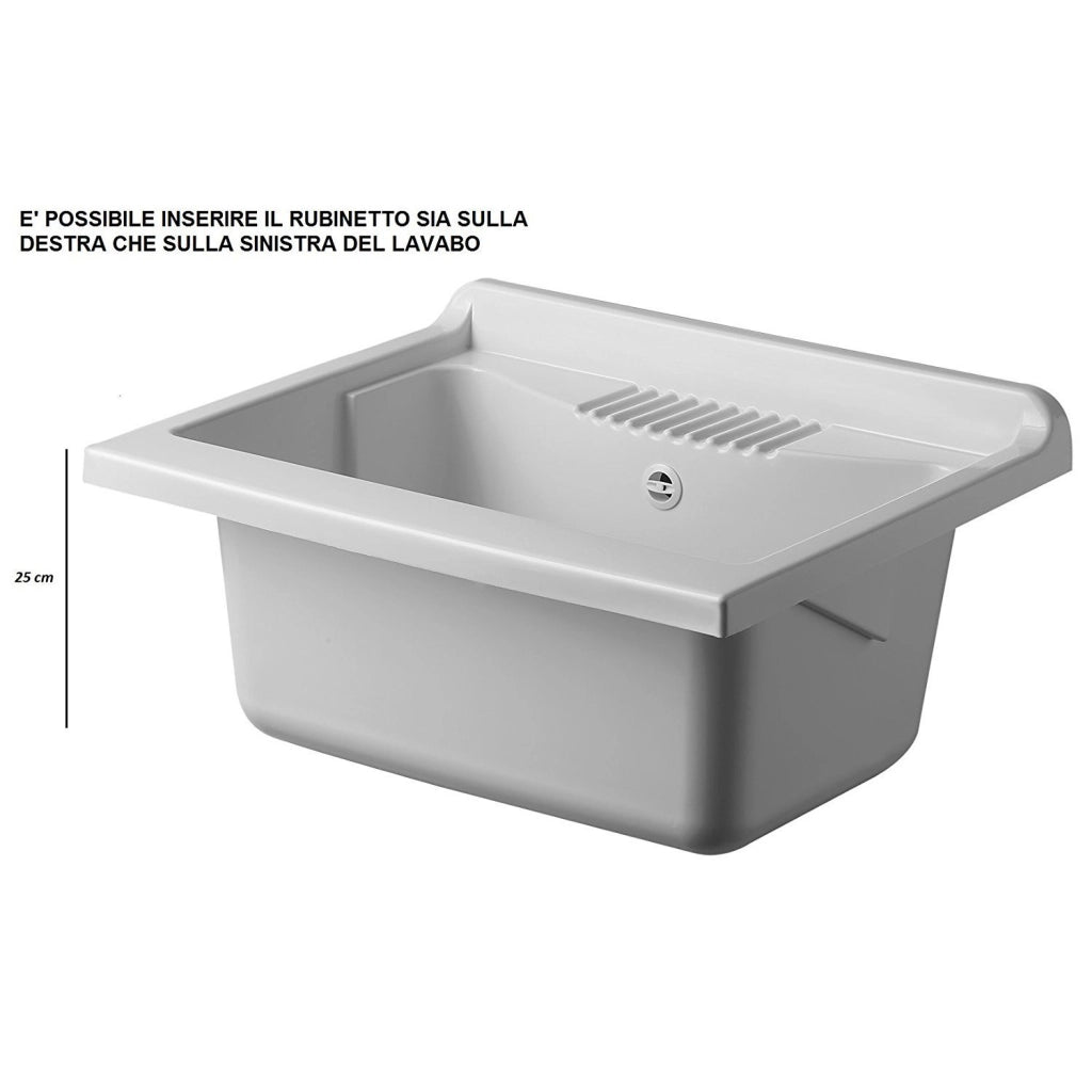 Lavatoio con mobile in PVC colore bianco 60x60 cm mod. Garden