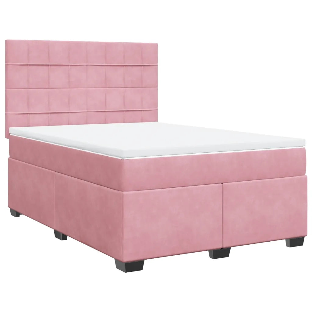 Giroletto a Molle con Materasso Rosa 160x200 cm in Velluto