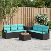 Set di divani 8 pz Nero e Blu Rattan sintetico e Acciaio 3448160