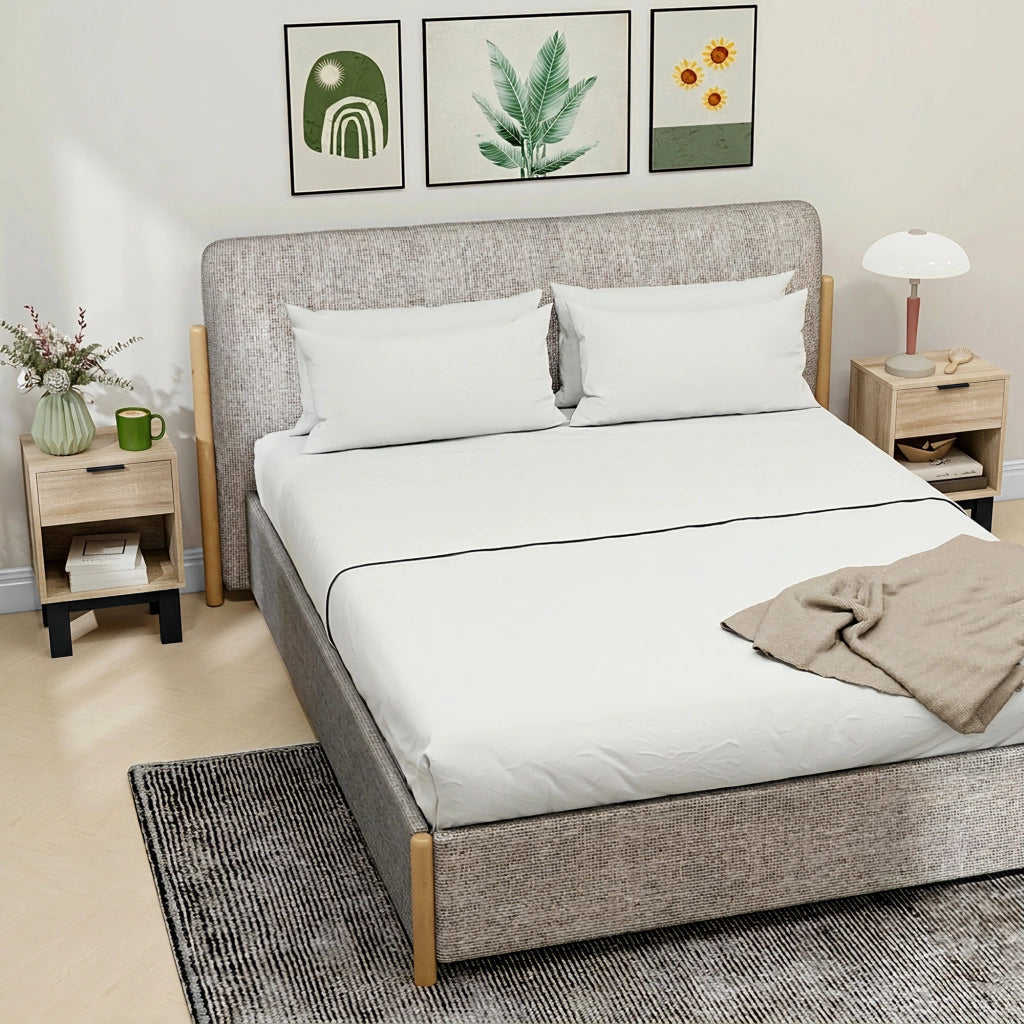 Comodino con cassetto e ripiano aperto ¨C zephmum ¨C Eiche 35x26x50 cm