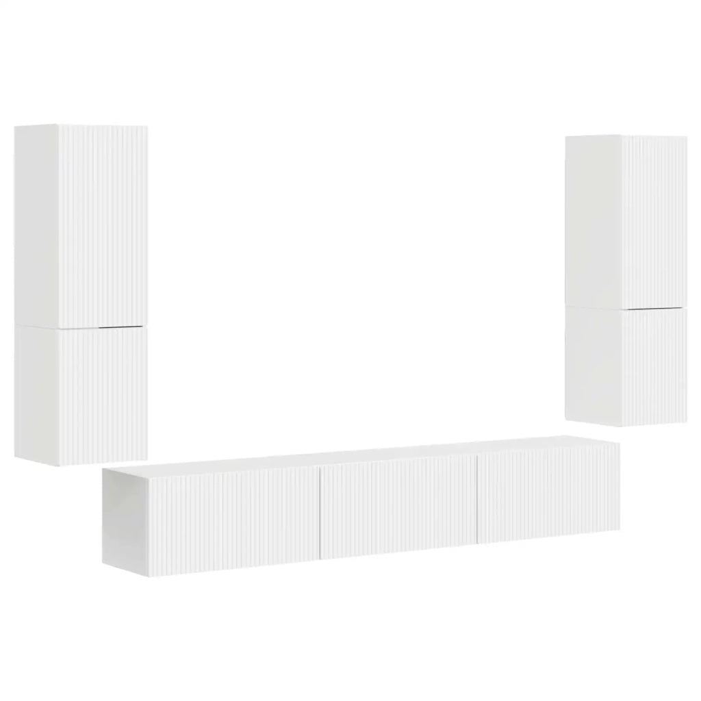 Set mobile TV 4 pcs Bianco Lucido Legno multistrato