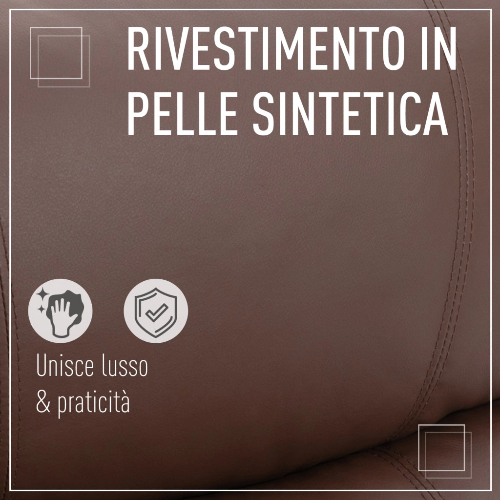 Poltrona Relax Reclinabile Manuale con Poggiapiedi ¨C Xylo ¨C Similpelle Marrone 76x91x106cm