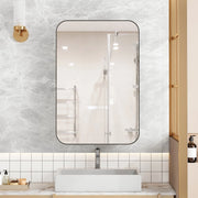 Armadietto a Parete con Specchio ¨C Minimal ¨C Nero, Ripiani Regolabili, per Bagno