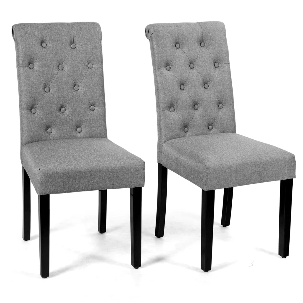 Set di 2 comode sedie da pranzo 43 x 61 x 100 cm con schienale curvo stile moderno lino grigio 20_0011784