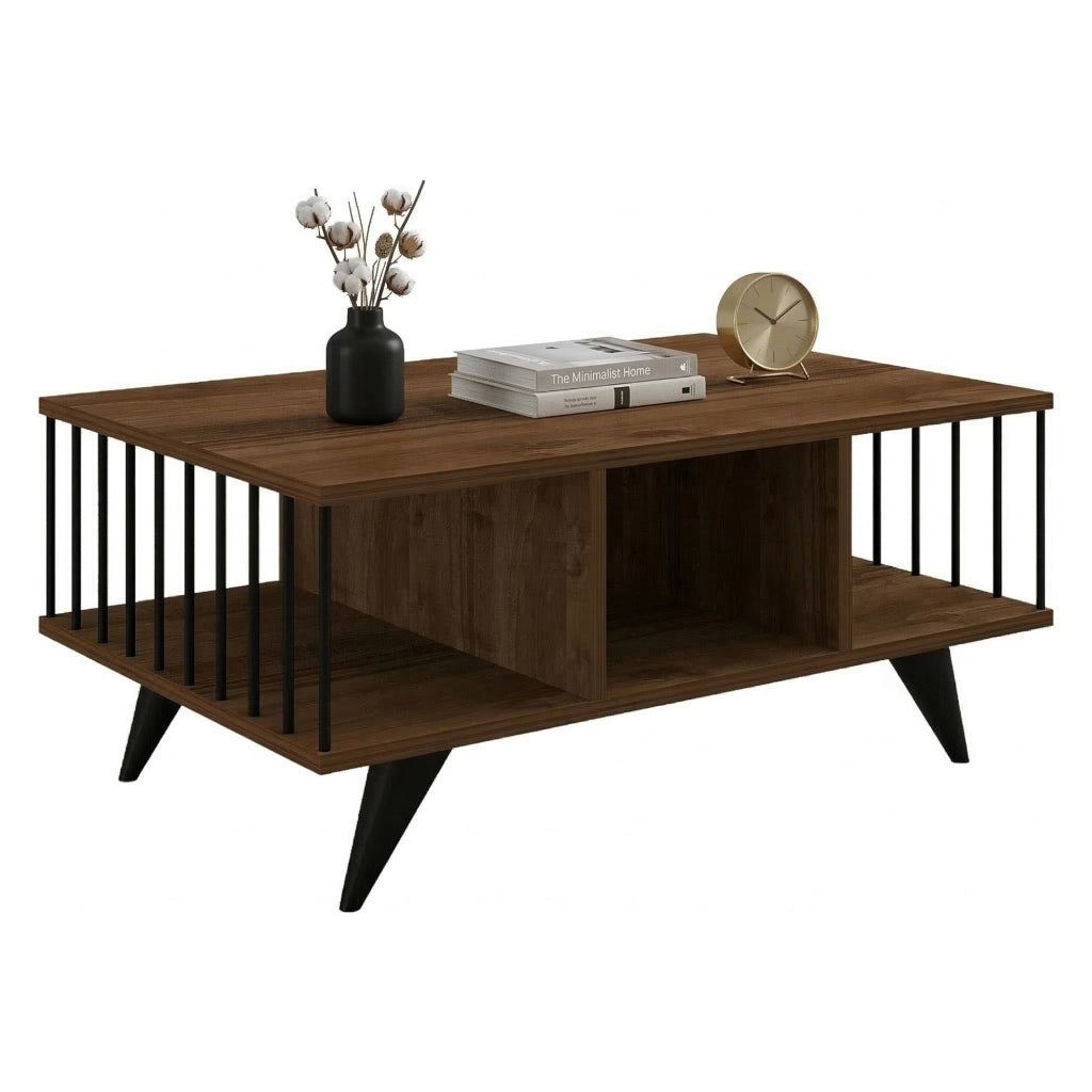 Dogliani, Tavolino da Salotto con Piedini, 90x60x40h cm Marrone Noce