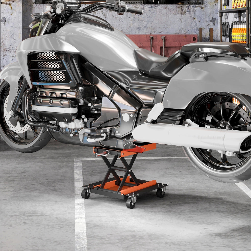 Cric per Moto ¨C Zephmum ¨C Carico 500 kg, Altezza Regolabile 135-390 mm, Arancione