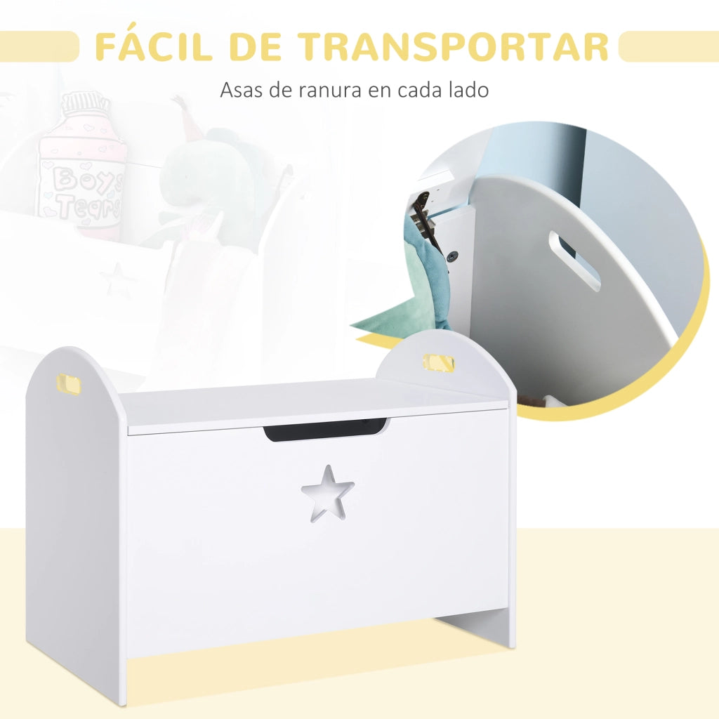Baulino per bambini con coperchio di sicurezza ¨C zephmum ¨C 62x40x46,5 cm bianco