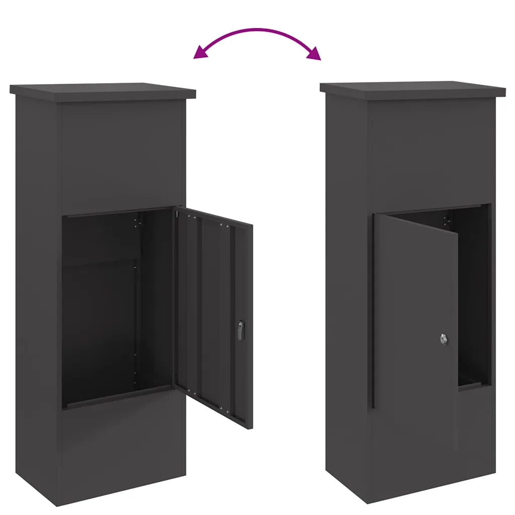 vidaXL Cassetta per pacchi Nero 44.5 x 29 x 110.5 cm Acciaio